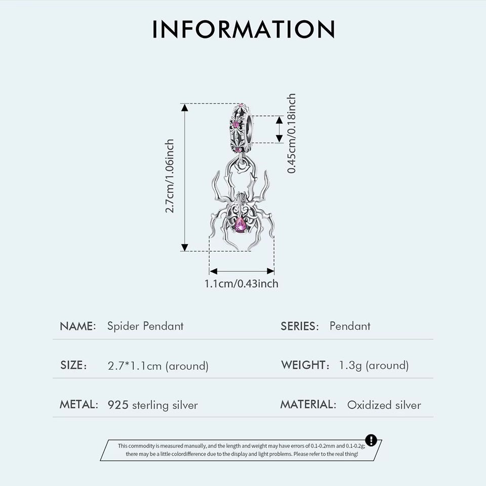 Sterling 925 Silver Spider with Purple Heart Charm – Pandora Compatible