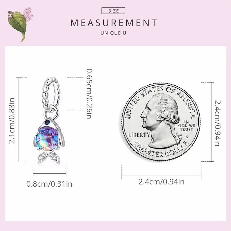 Sterling Silber Meer-inspirierter Fisch Charm Symbol für Vitalität