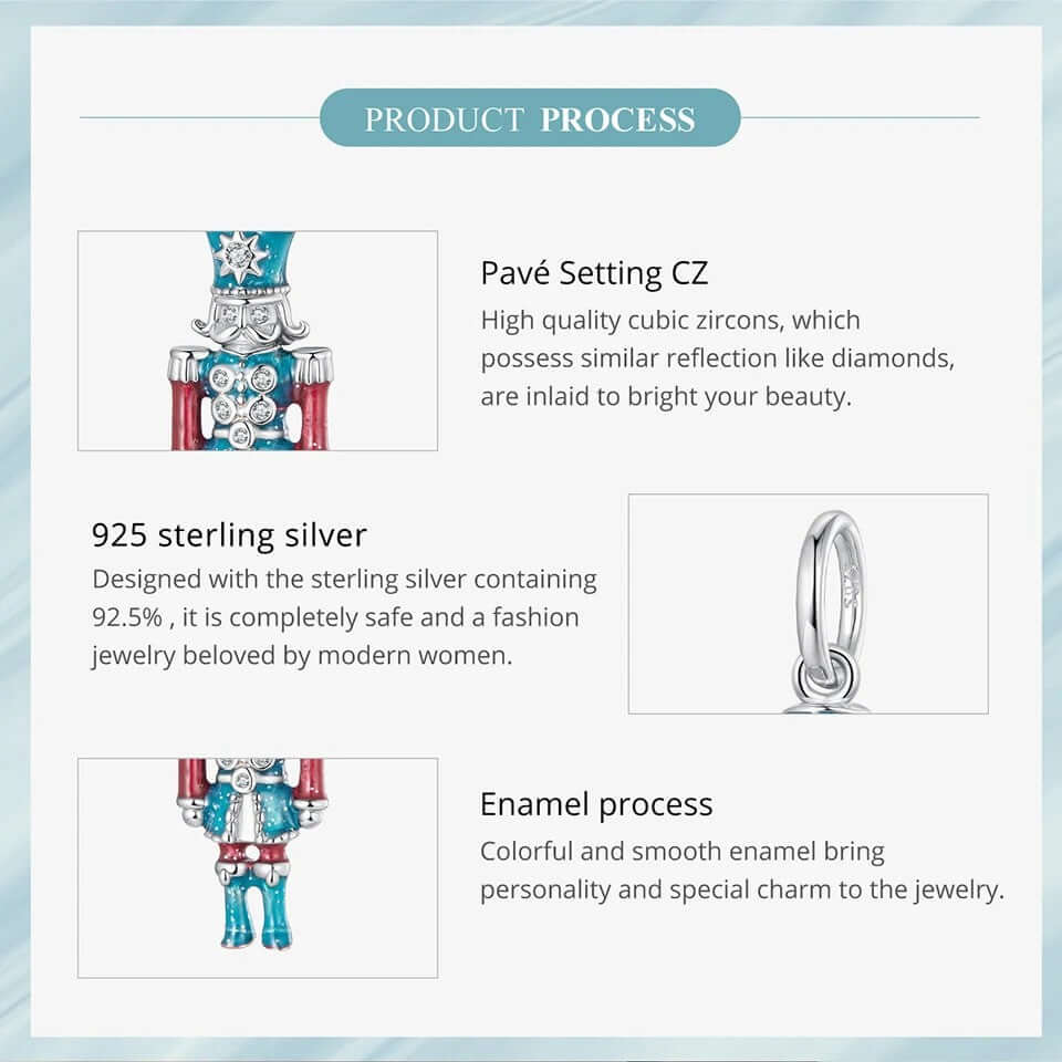 Sterling 925 silver nutcracker doll charm compatible with Pandora