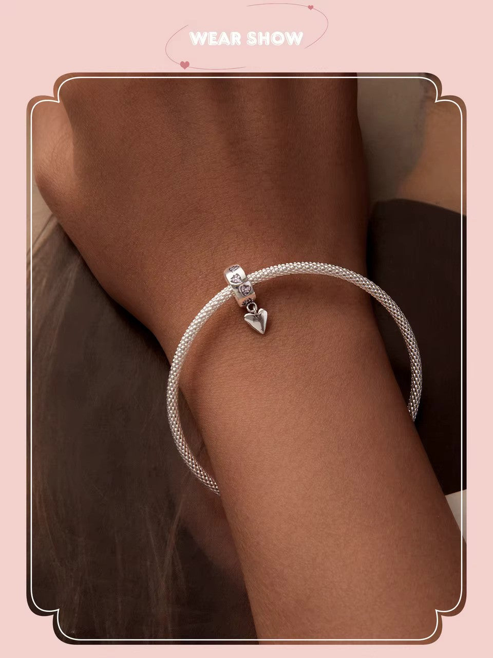 Sterling 925 Silber Clip Zirkon Herzen Dangler Charm – Pandora kompatibel