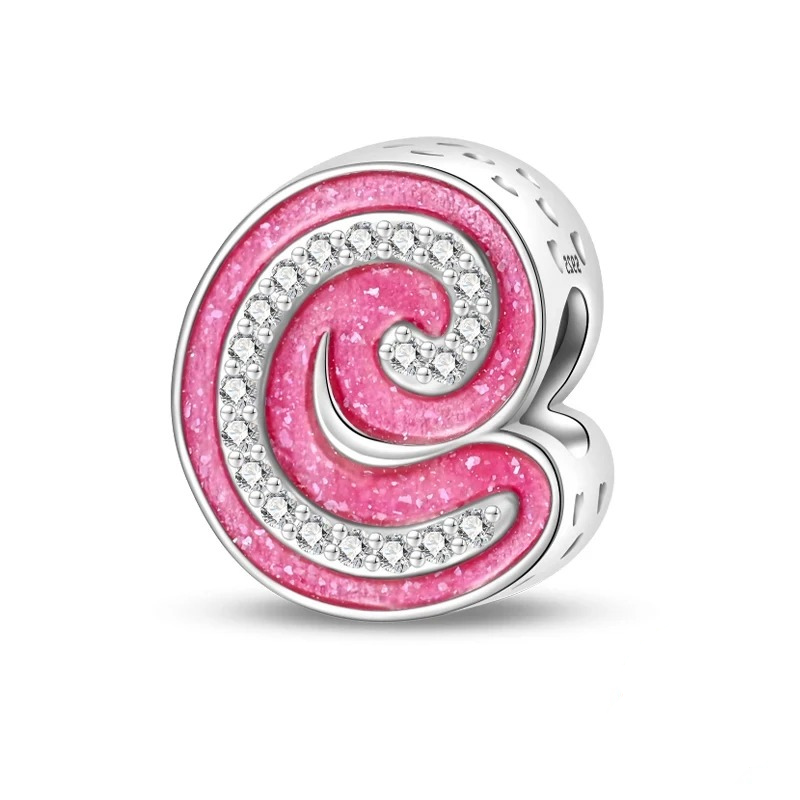 Sterling 925 silber Rosa Buchstabe c Anhänger Charm für Armband kompatible Pandora