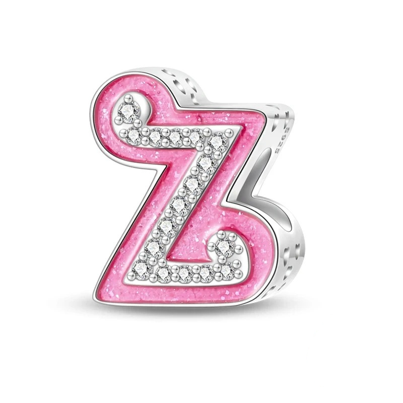 Sterling 925 silber Rosa Buchstabe Z Anhänger Charm für Armband kompatible Pandora