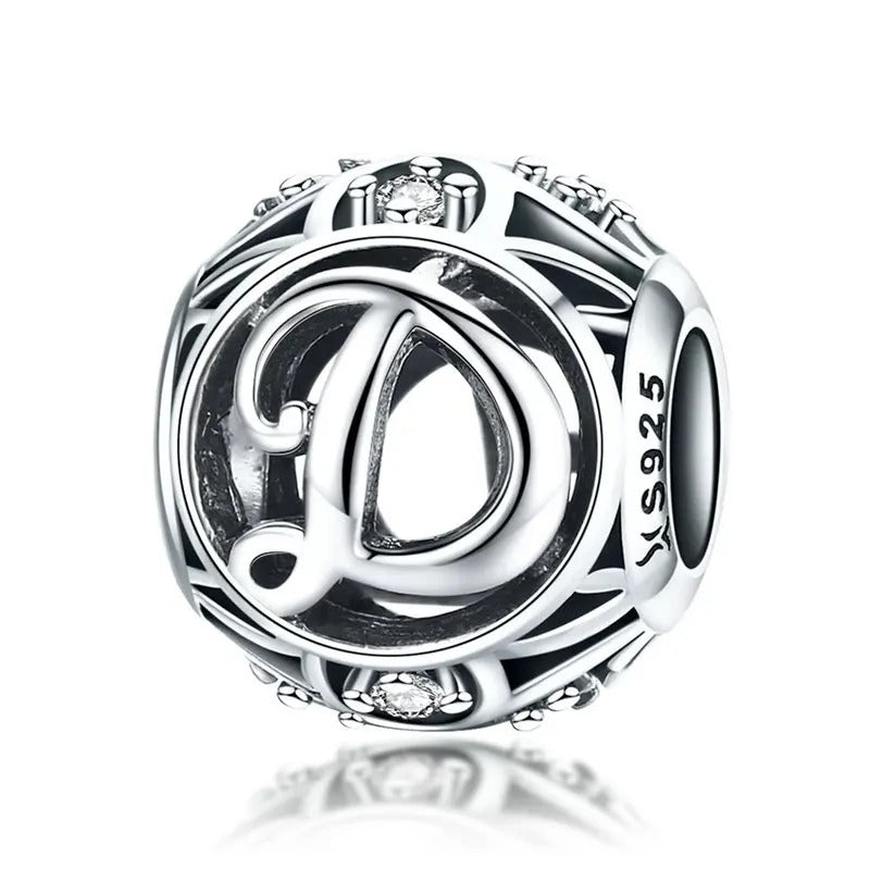Sterling 925 silber Buchstabe D Anhänger Charm für Armband Compatible Pandora