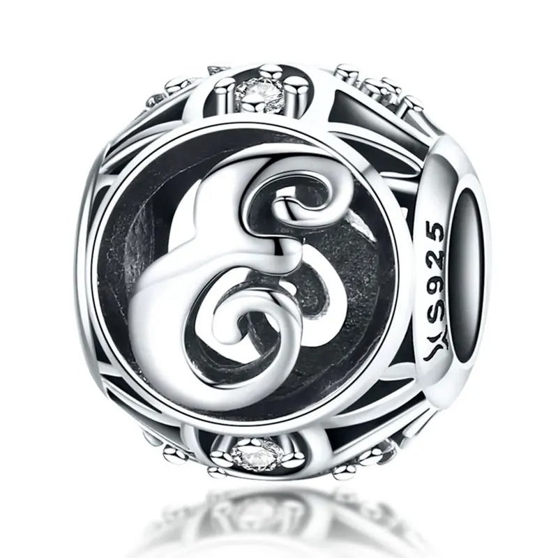 Sterling 925 silber Buchstabe E Anhänger Charm für Armband Compatible Pandora