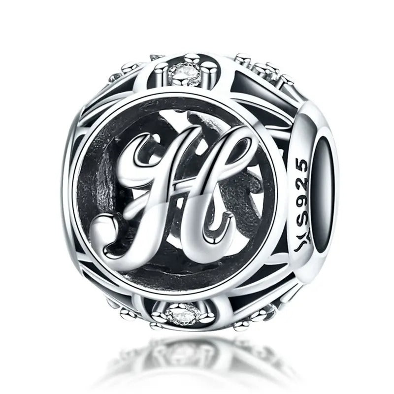 Sterling 925 silber Buchstabe H Anhänger Charm für Armband Compatible Pandora