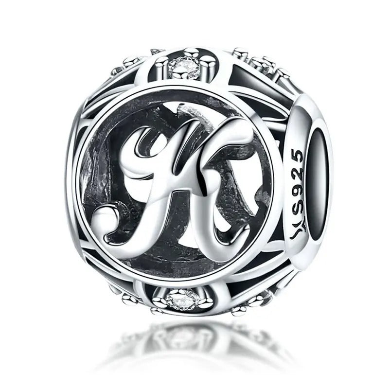 Sterling 925 silber Buchstabe K Anhänger Charm für Armband Compatible Pandora