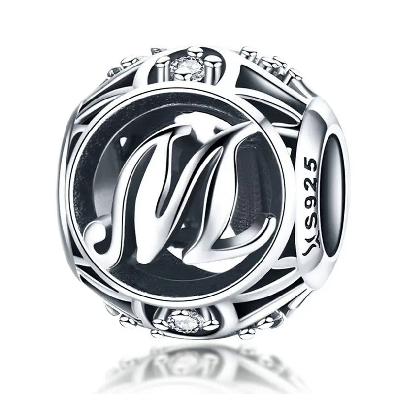Sterling 925 silber Buchstabe M Anhänger Charm für Armband Compatible Pandora