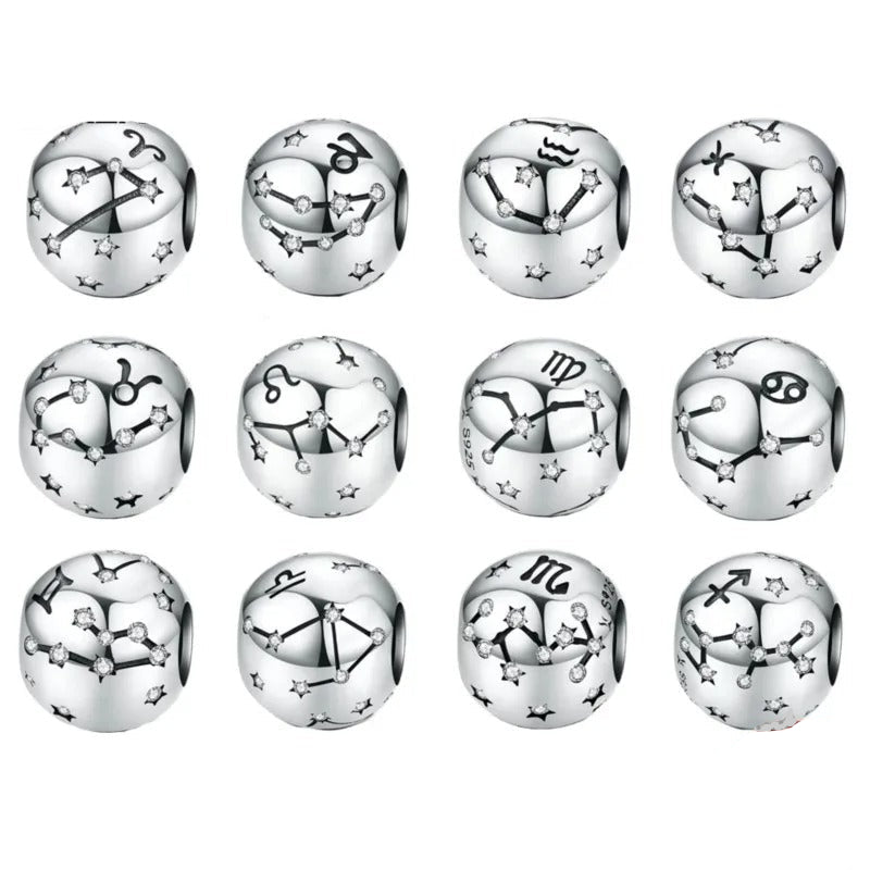 Sterling 925 Silver Horoscope sign - Constellation Stars charm