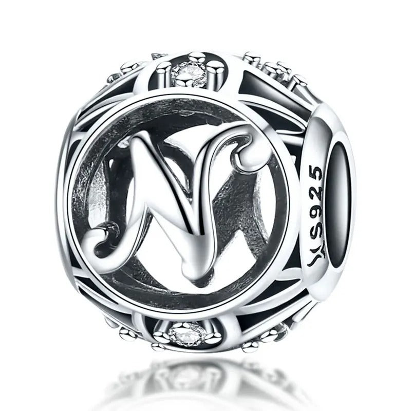 Sterling 925 silber Buchstabe N Anhänger Charm für Armband Compatible Pandora