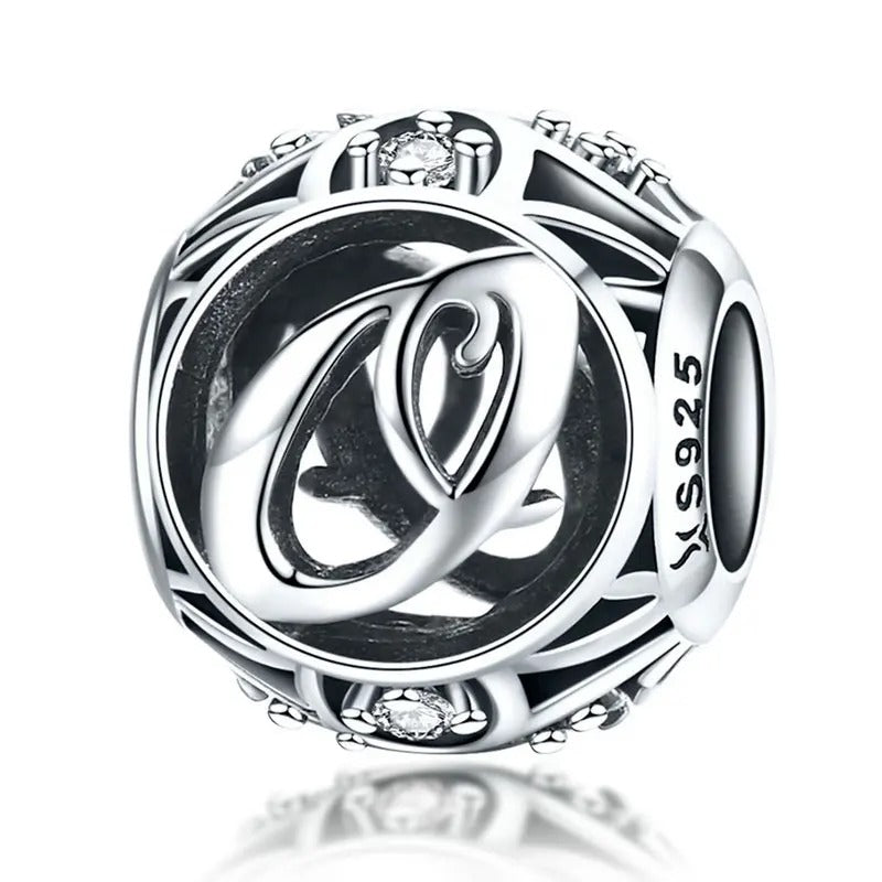 Sterling 925 silber Buchstabe O Anhänger Charm für Armband Compatible Pandora
