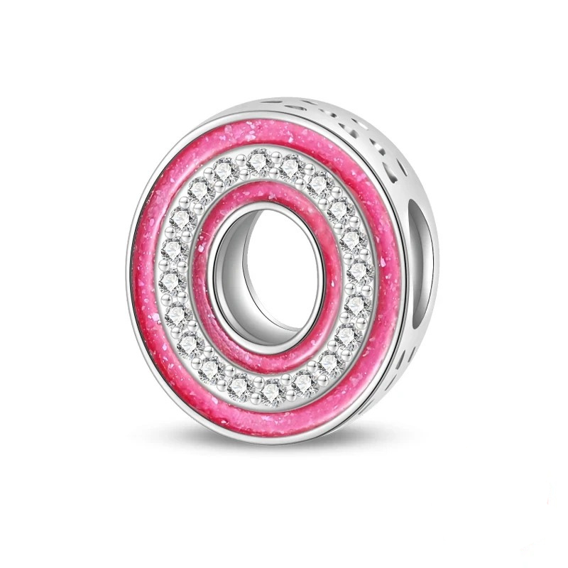 Sterling 925 silber Rosa Buchstabe O Anhänger Charm für Armband kompatible Pandora