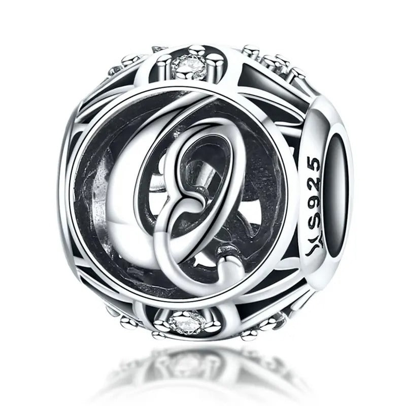 Sterling 925 silber Buchstabe Q Anhänger Charm für Armband Compatible Pandora