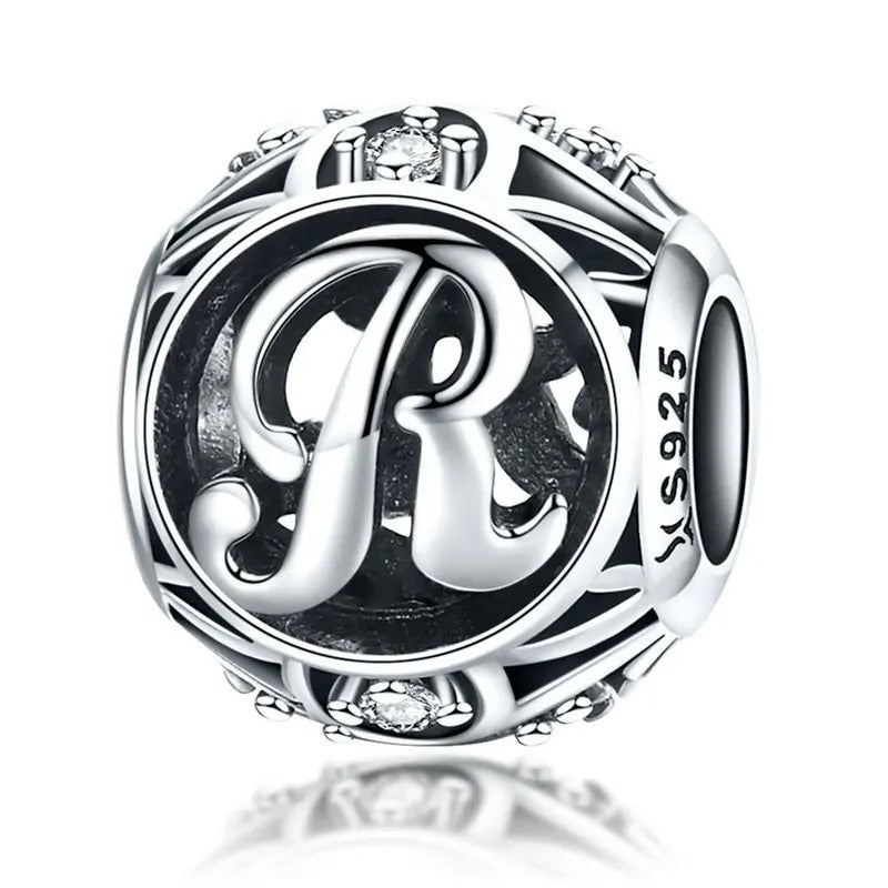 Sterling 925 silber Buchstabe R Anhänger Charm für Armband Compatible Pandora