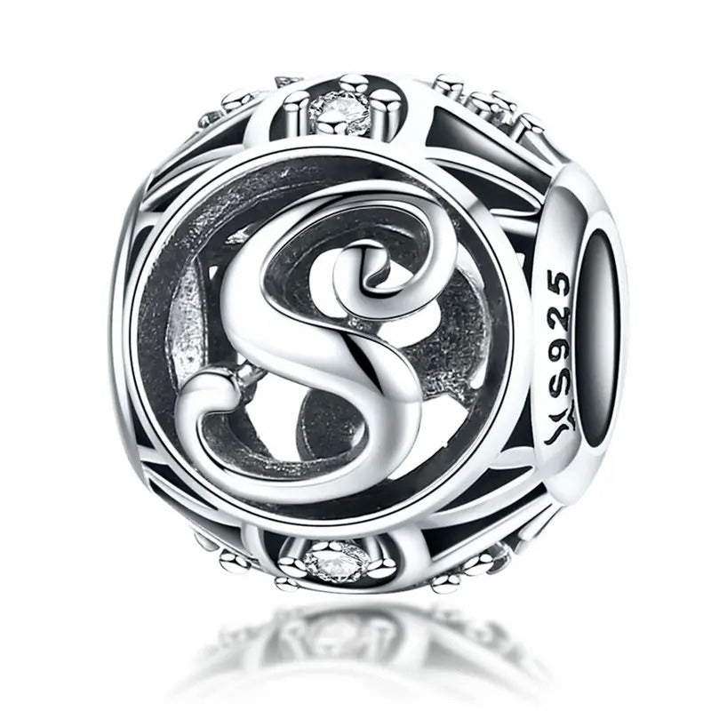 Sterling 925 silber Buchstabe S Anhänger Charm für Armband Compatible Pandora