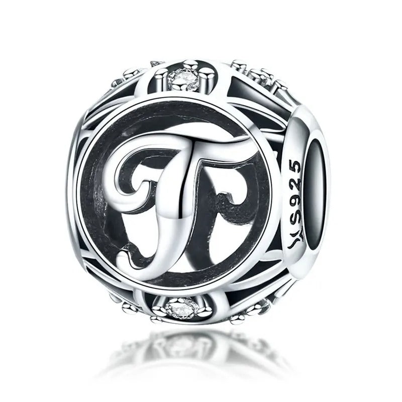 Sterling 925 silber Buchstabe T Anhänger Charm für Armband Compatible Pandora