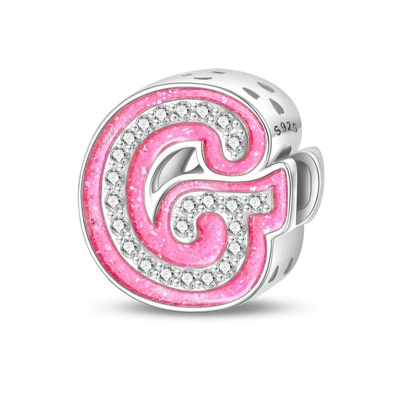 Sterling 925 silber Rosa Buchstabe g Anhänger Charm für Armband kompatible Pandora