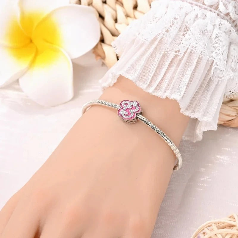 Sterling 925 silber Buchstaben Rosa Anhänger Charm für Armband Compatible Pandora6