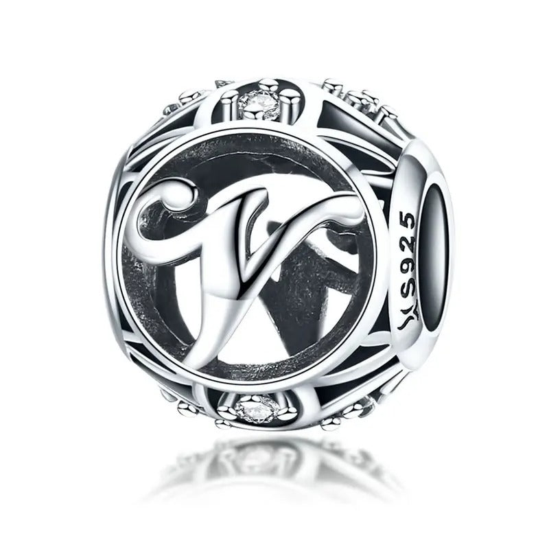 Sterling 925 silber Buchstabe V Anhänger Charm für Armband Compatible Pandora