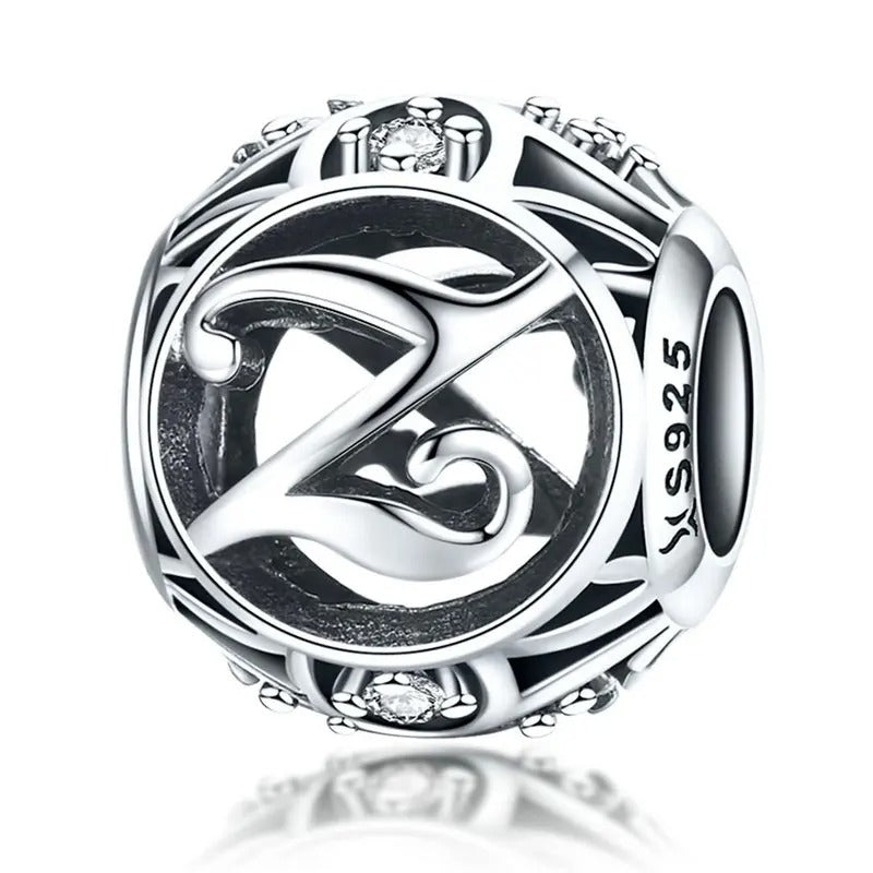 Sterling 925 silber Buchstabe Z Anhänger Charm für Armband Compatible Pandora