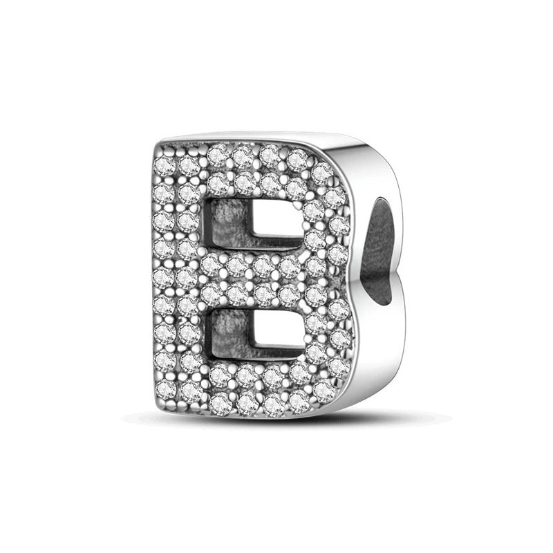 Sterling 925 silber Buchstabe B zweizeitig Anhänger Charm für Armband Compatible Pandora
