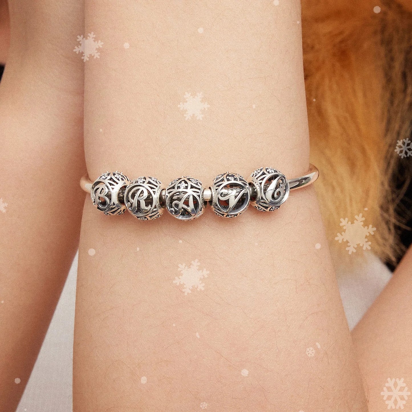 Sterling 925 silber Buchstaben Anhänger Charm für Armband Compatible Pandora4