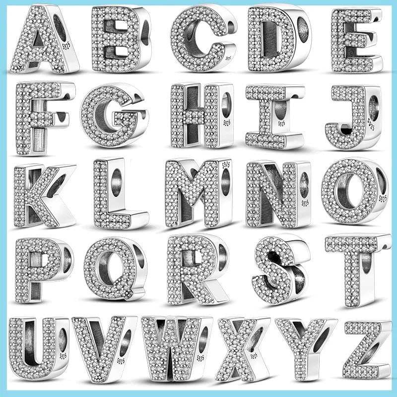 Sterling 925 silber Buchstabe zweizeitig Anhänger Charm für Armband Compatible Pandora4