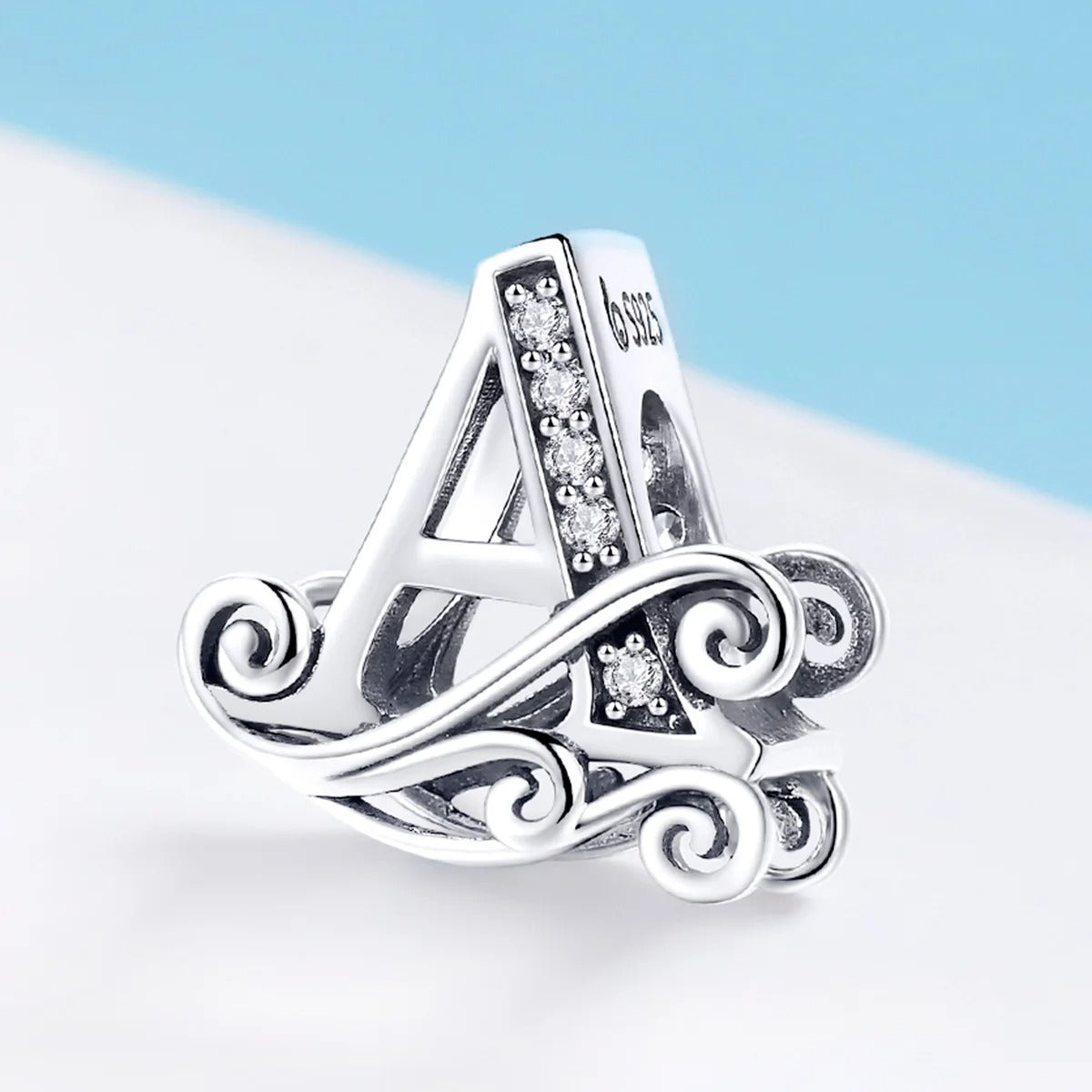 Sterling 925 silber Buchstabe Vintage stil Anhänger Charm für Armband Compatible Pandora7