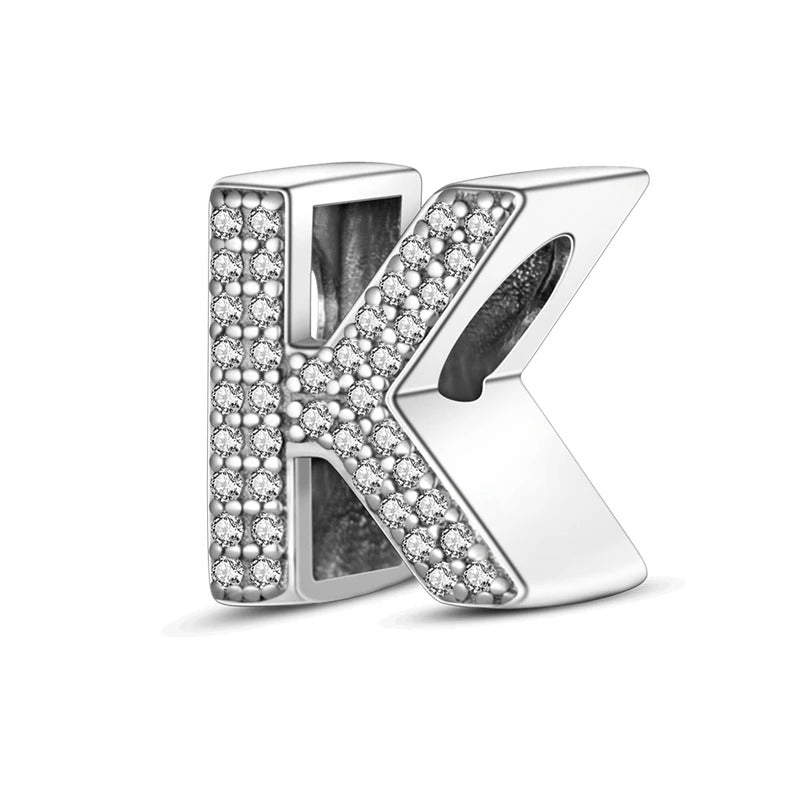 Sterling 925 silber Buchstabe K zweizeitig Anhänger Charm für Armband Compatible Pandora