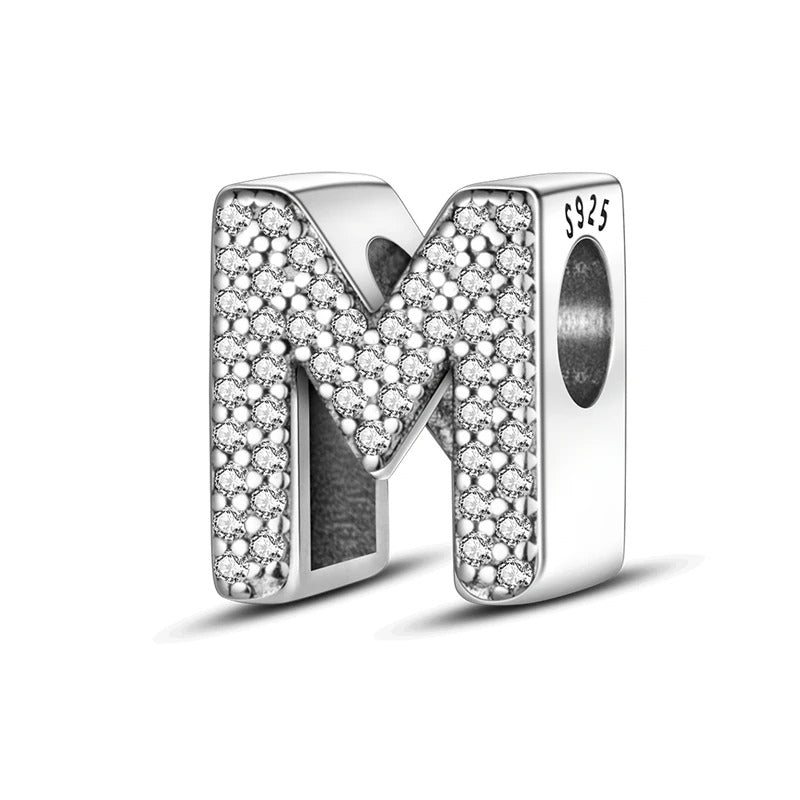 Sterling 925 silber Buchstabe M zweizeitig Anhänger Charm für Armband Compatible Pandora