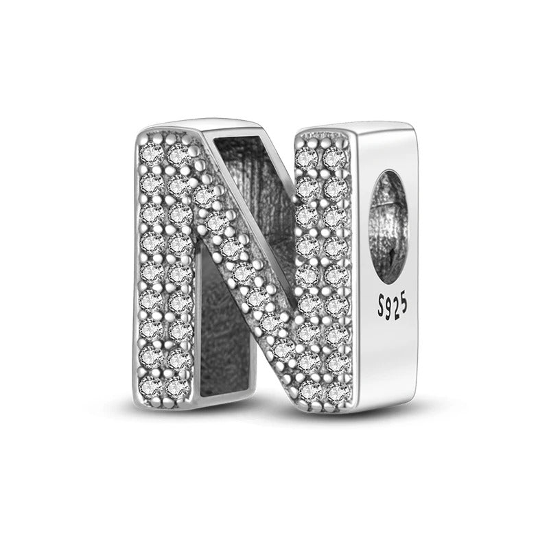 Sterling 925 silber Buchstabe N zweizeitig Anhänger Charm für Armband Compatible Pandora
