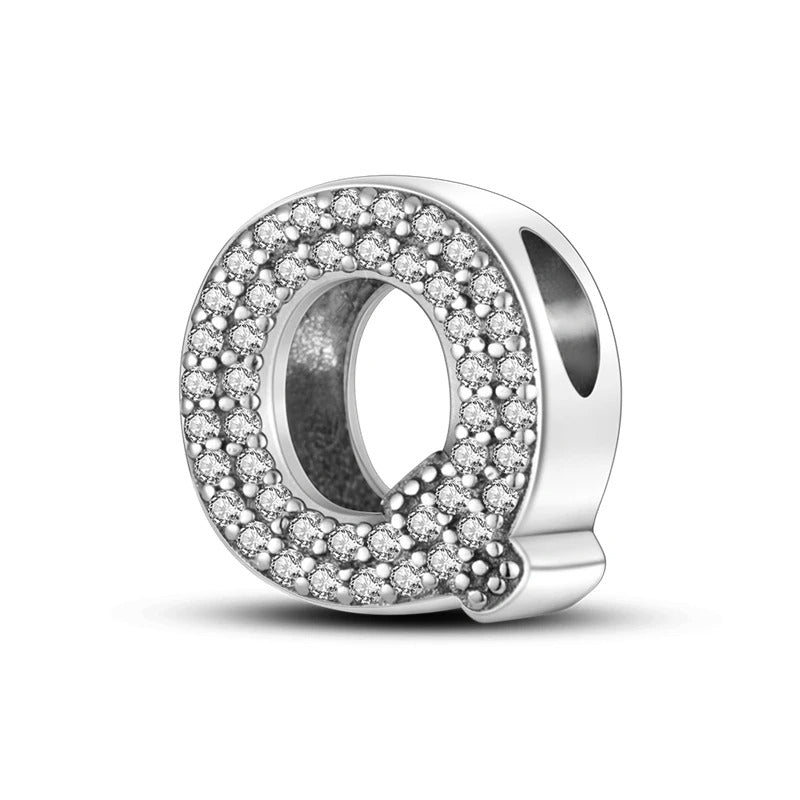 Sterling 925 silber Buchstabe Q zweizeitig Anhänger Charm für Armband Compatible Pandora