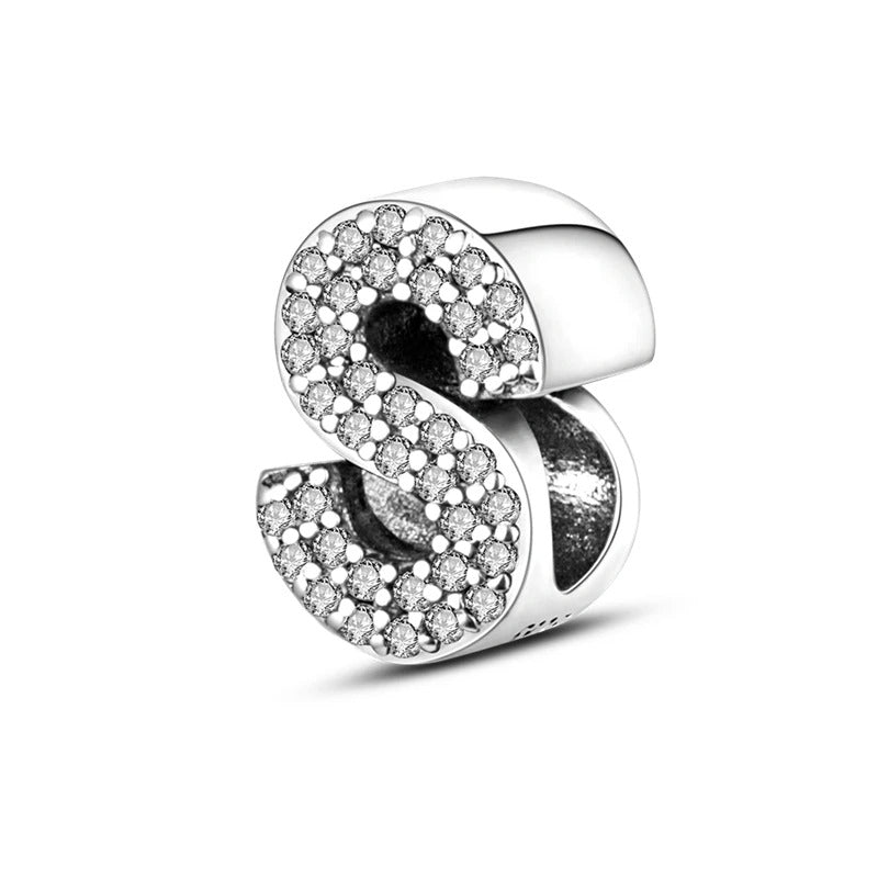 Sterling 925 silber Buchstabe S zweizeitig Anhänger Charm für Armband Compatible Pandora