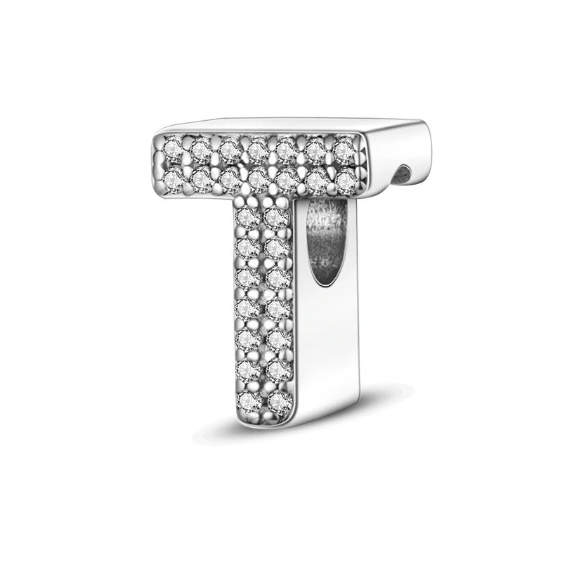 Sterling 925 silber Buchstabe T zweizeitig Anhänger Charm für Armband Compatible Pandora