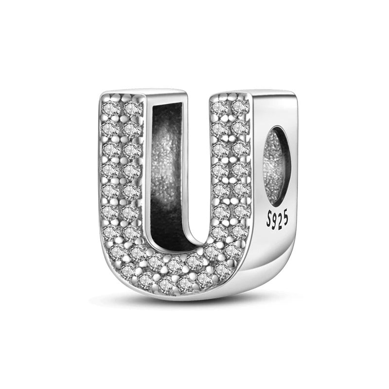 Sterling 925 silber Buchstabe U zweizeitig Anhänger Charm für Armband Compatible Pandora