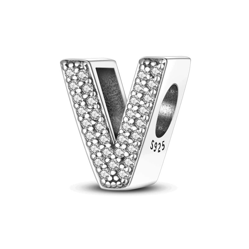 Sterling 925 silber Buchstabe V zweizeitig Anhänger Charm für Armband Compatible Pandora