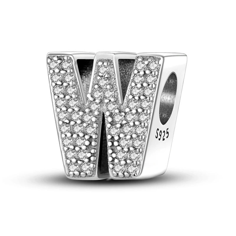 Sterling 925 silber Buchstabe W zweizeitig Anhänger Charm für Armband Compatible Pandora