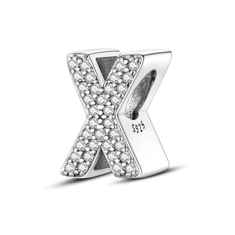 Sterling 925 silber Buchstabe X zweizeitig Anhänger Charm für Armband Compatible Pandora