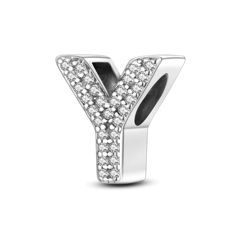 Sterling 925 silber Buchstabe Y zweizeitig Anhänger Charm für Armband Compatible Pandora