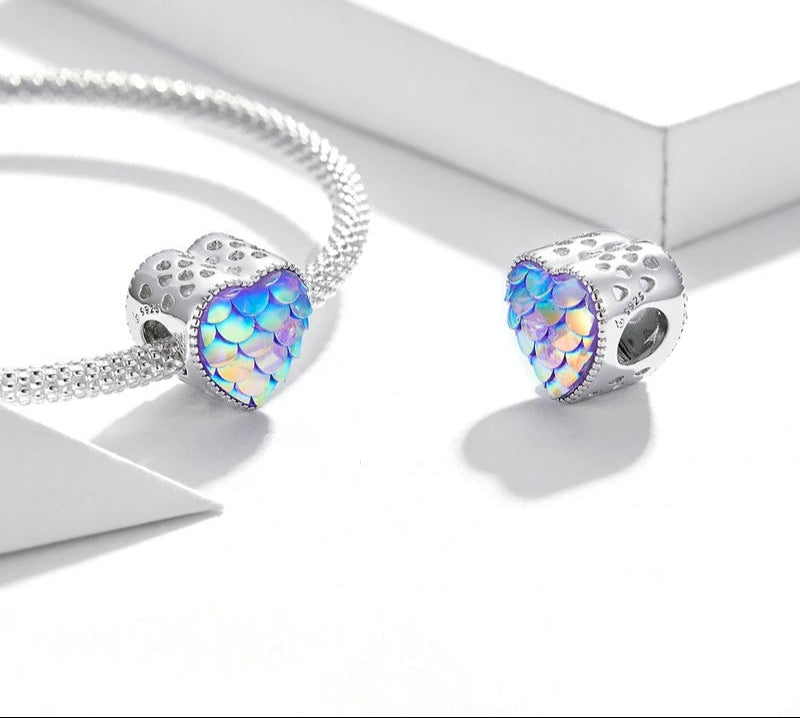 Sterling 925 Chromatischer Meerjungfrauenhaut-Herz-Charm – Pandora-kompatibel