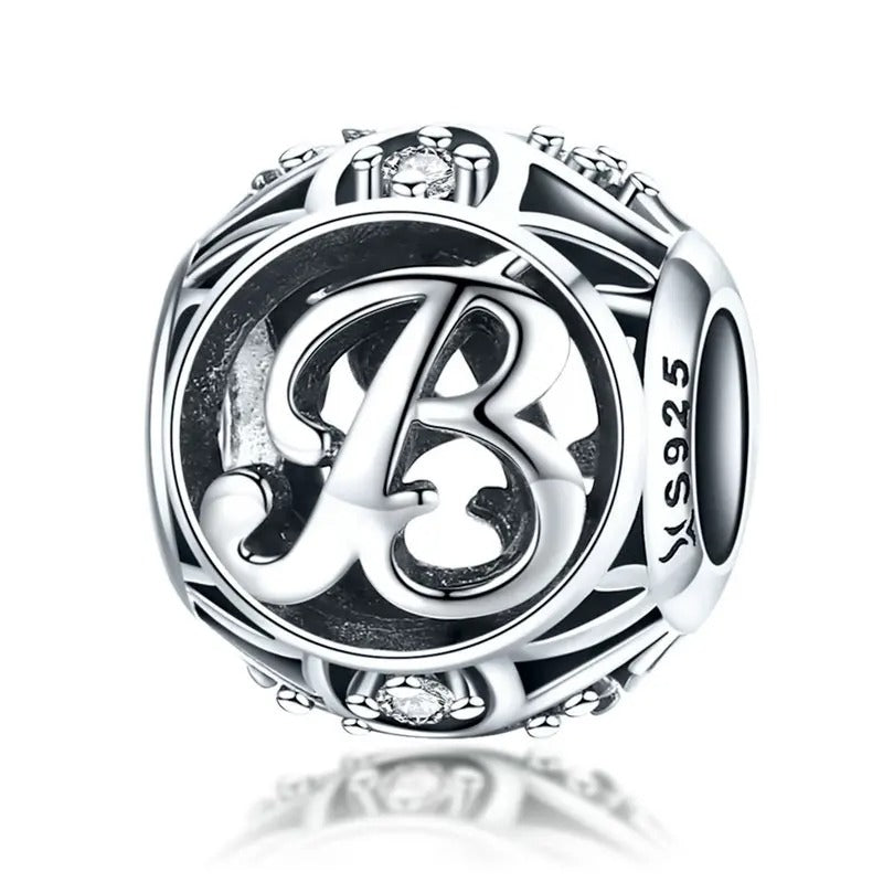 Sterling 925 silber Buchstabe B Anhänger Charm für Armband Compatible Pandora