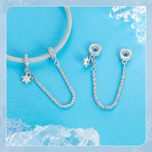 Sterling 925 Silver Icy Crystal Winter Safety Chain Charm – Pandora Compatible