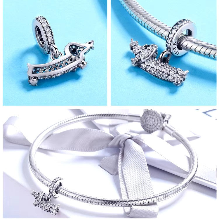 Sterling 925 Silver Zircon Studded Dachshund Charm – Pandora Compatible