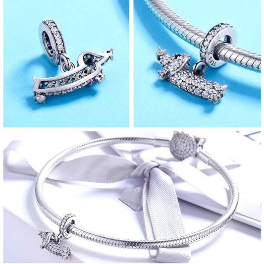 Sterling 925 Silver Zircon Studded Dachshund Charm – Pandora Compatible