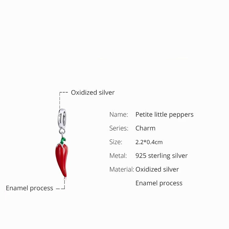 Sterling silver 925 Red Chili Pepper Charm