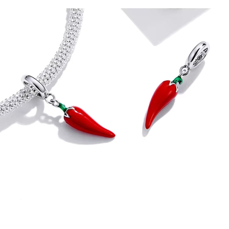 Sterling silver 925 Red Chili Pepper Charm