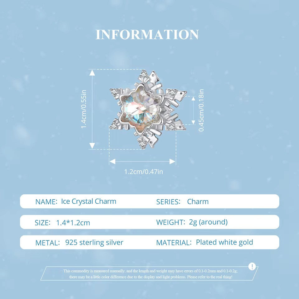 Sterling 925 Silver Icy crystal Snow Charm