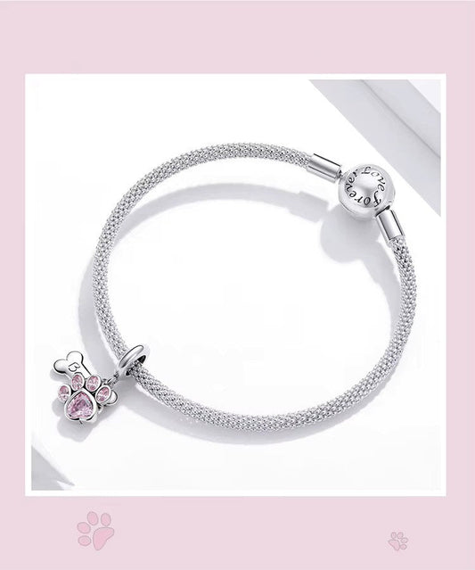 Sterling 925 Silver Zircon Paw Charm with Engraved BABY Bone – Pandora Compatible