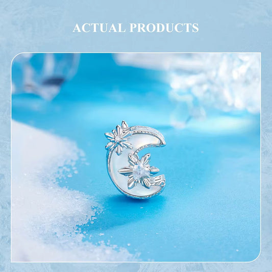 Sterling 925 Silver Snowy Moon Charm – Pandora Compatible