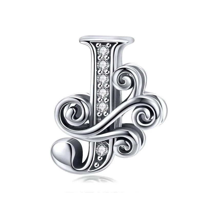 Sterling 925 silber Buchstabe Vintage stil J Anhänger Charm für Armband Compatible Pandora