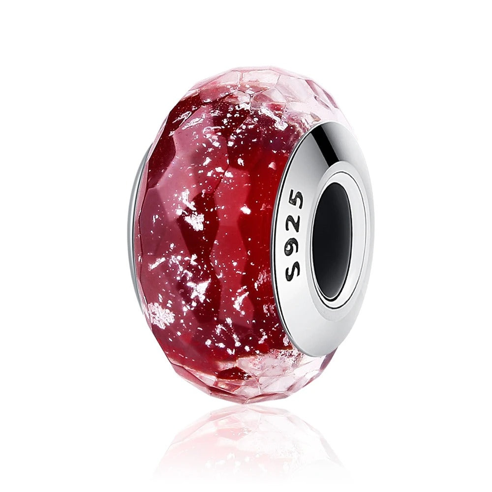Sterling Silber 925 Charm mit Januar-Geburtsstein in Rot – kompatibel mit Pandora Armbändern